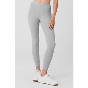 Alo Ribbed High-Waist 7/8 Blissful Legging Athletic Heather Grey XS (2-4) Yoga